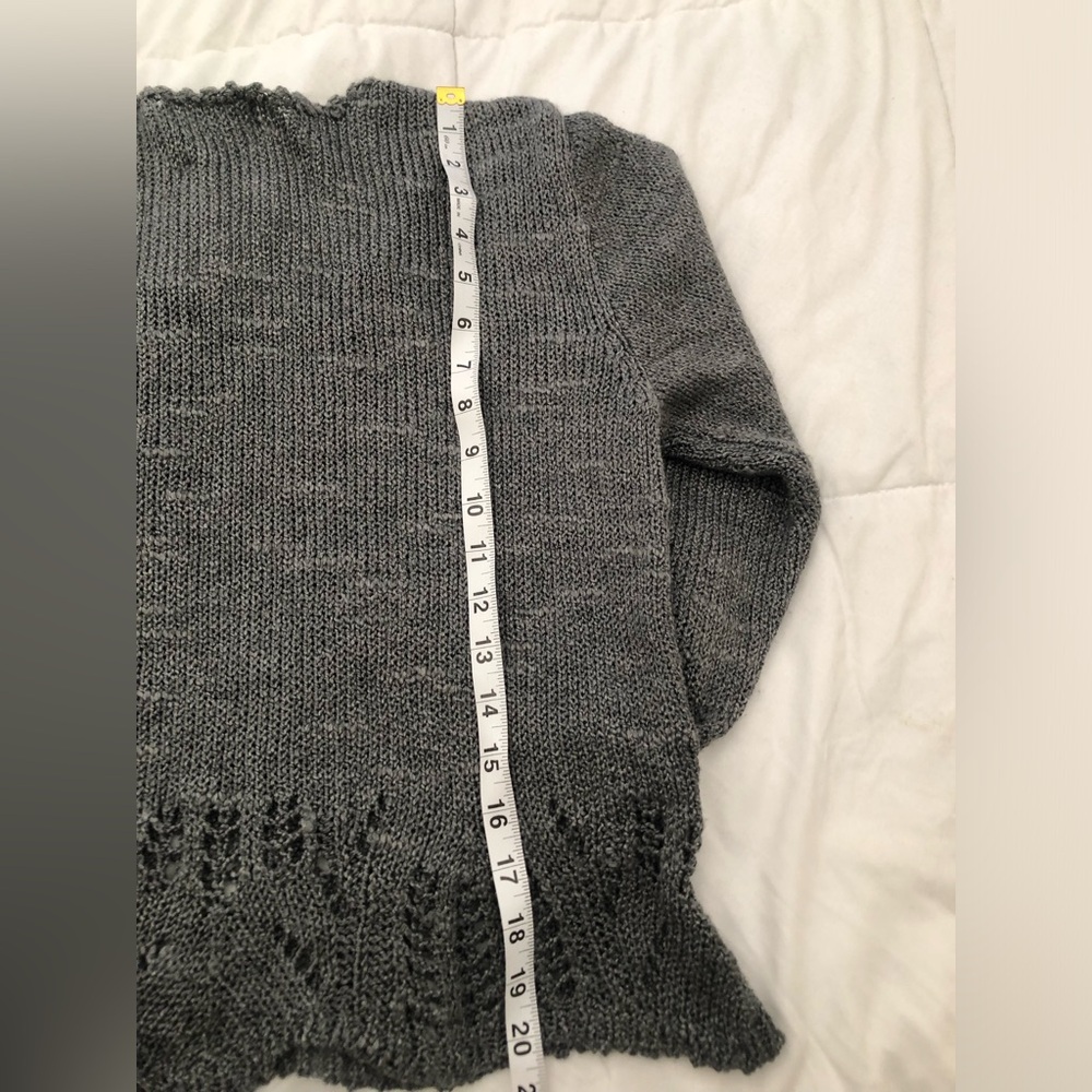 WOMEN Scoop Neck Lace-Trim Knit Sweater - Charcoal - Picture 3 of 3